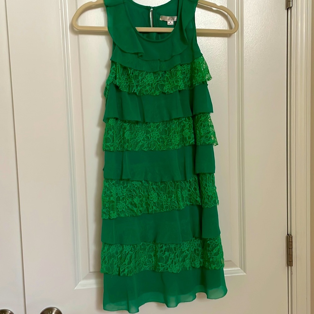 Green ruffled mini dress